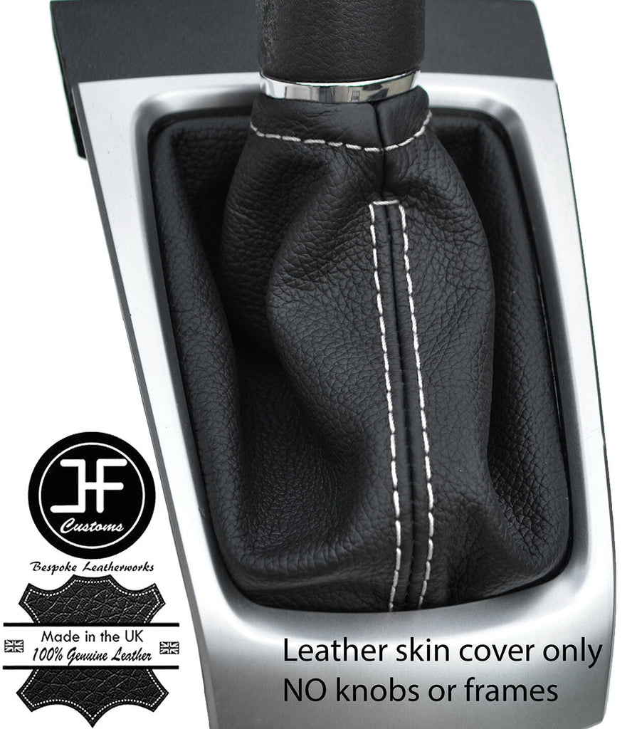 WHITE STITCHING REAL LEATHER GEAR GAITER FITS NISSAN MICRA K14 2017-2019