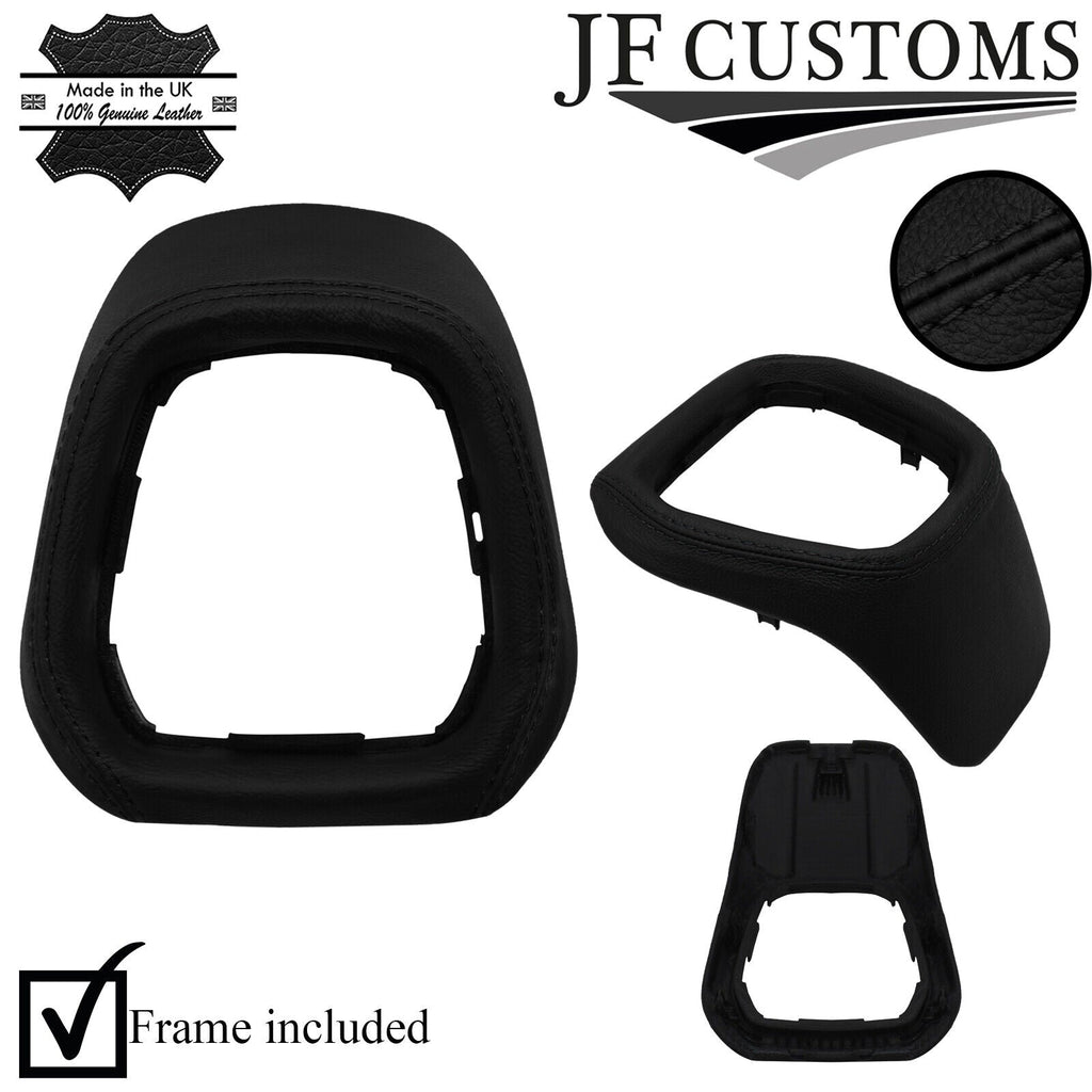 BLACK STITCH LEATHER GEAR SURROUND COVER + PLASTIC FRAME FOR HYUNDAI I10 13-17