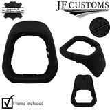 BLACK STITCH LEATHER GEAR SURROUND COVER + PLASTIC FRAME FOR HYUNDAI I10 13-17