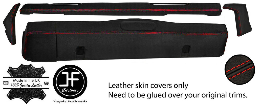 RED STITCH DASHBOARD 5 PIECE LEATHER COVERS KIT FOR LAND ROVER SERIES 2 2A 3