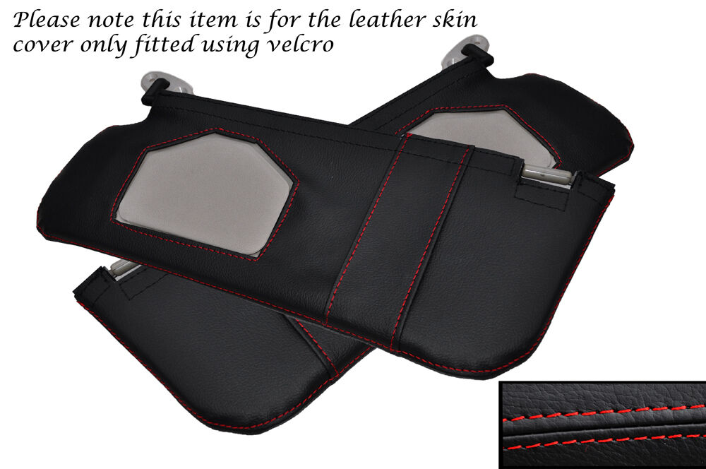 RED STITCH 2X SUN VISORS LEATHER SKIN COVERS FITS NISSAN LARGO GRANDAGE