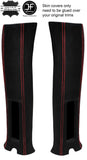 RED STITCHING 2X UPPER B PILLAR SUEDE COVERS FITS JEEP WRANGLER JK 11-17 2DR