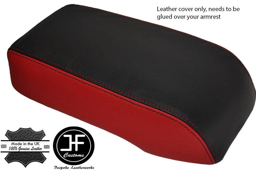 DARK RED BLACK GENUINE LEATHER ARMREST COVER FITS FORD MONDEO 2001-2006