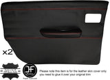 RED STITCH 2X REAR FULL DOOR CARD LEATHER COVERS FITS WOLSELEY SIX 6 SALOON