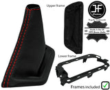 RED STITCH LEATHER HANDBRAKE GAITER +2X PLASTIC FRAME FOR MAZDA MX5 MK3 08-15
