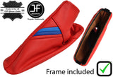 RED REAL LEATHER TRI STRIPE GAITER + PLASTIC FRAME FOR BMW E46 1999-2005
