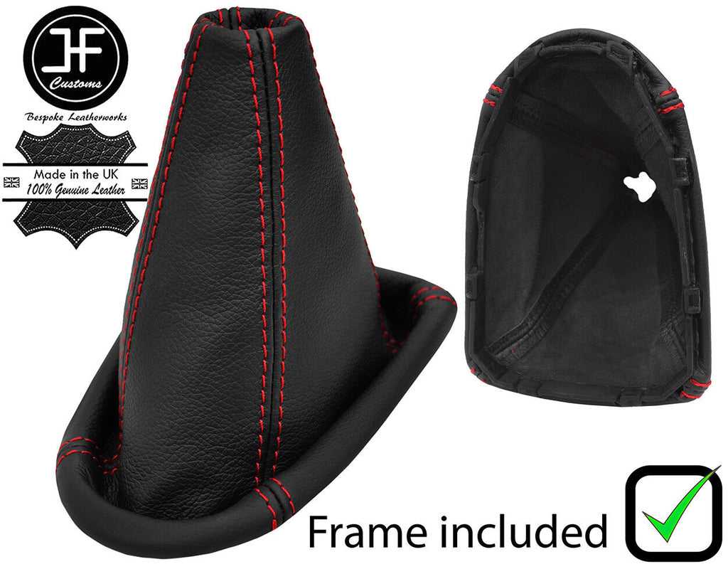 RED STITCH LEATHER MANUAL GEAR GAITER+PLASTIC FRAME FOR CHEVROLET SPARK 10-15