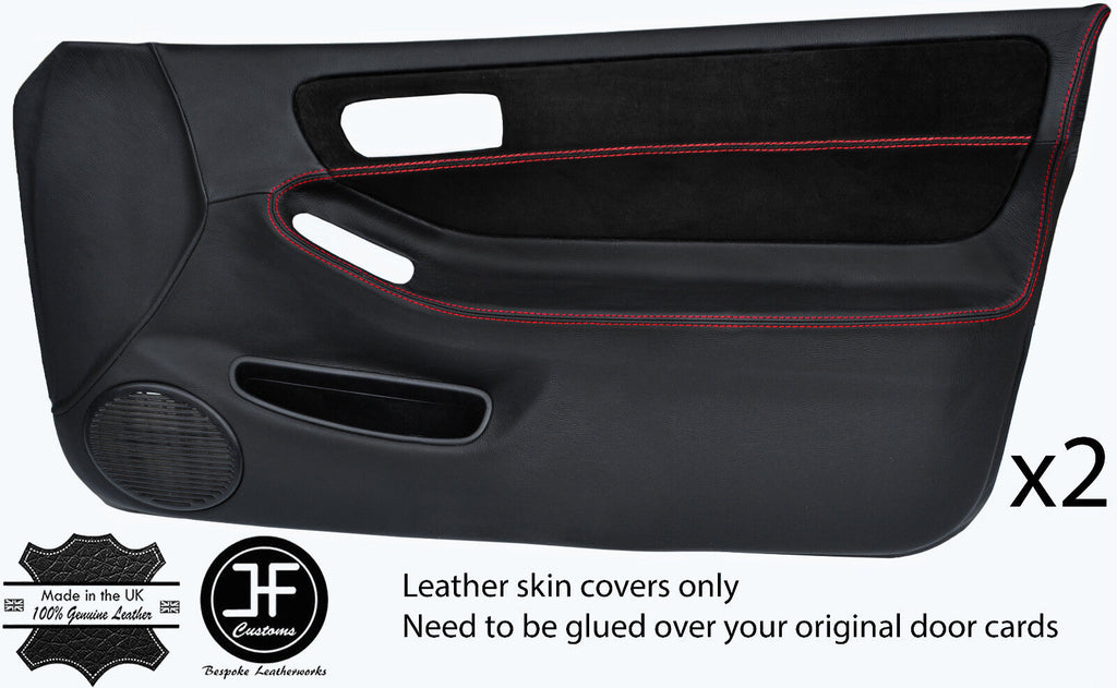 RED STITCH 2X FULL DOOR CARD LEATHER&SUEDE COVER FOR ACURA INTEGRA DC2 93-01