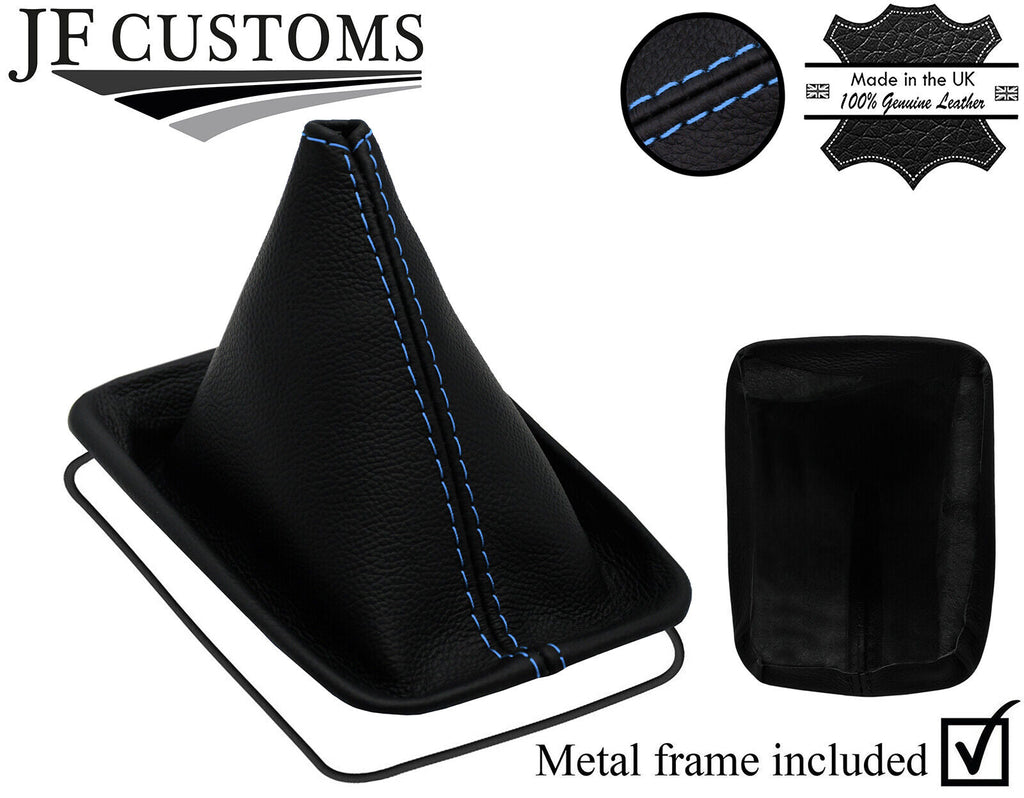 L BLUE STITCHING LEATHER GEAR GAITER + METAL FRAME FOR NISSAN NV200 2010-2014