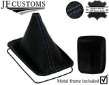 L BLUE STITCHING LEATHER GEAR GAITER + METAL FRAME FOR NISSAN NV200 2010-2014