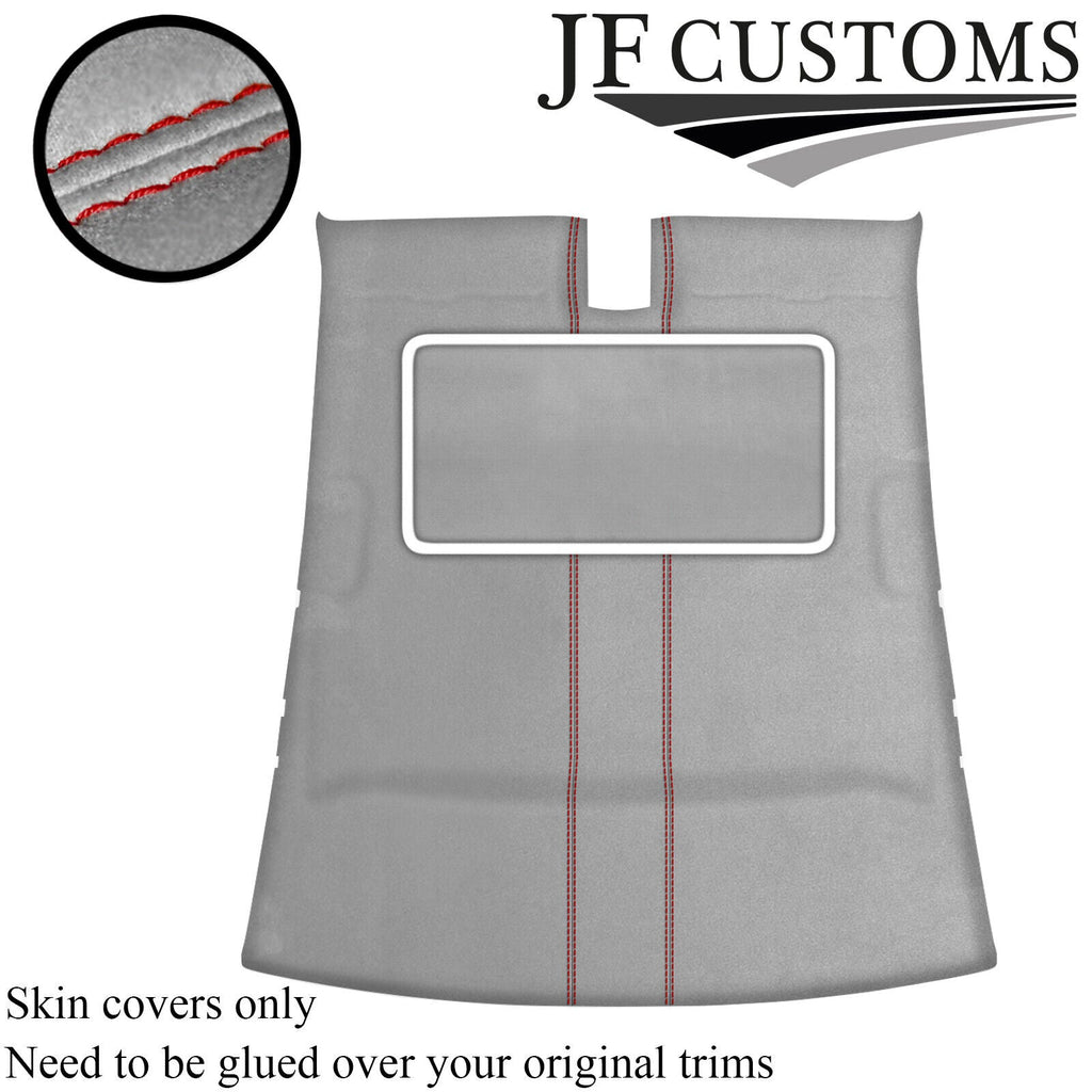 RED STITCH L GREY SUEDE SUNROOF HEADLINER COVER FOR JAGUAR XJ6 X300 X308 94-02