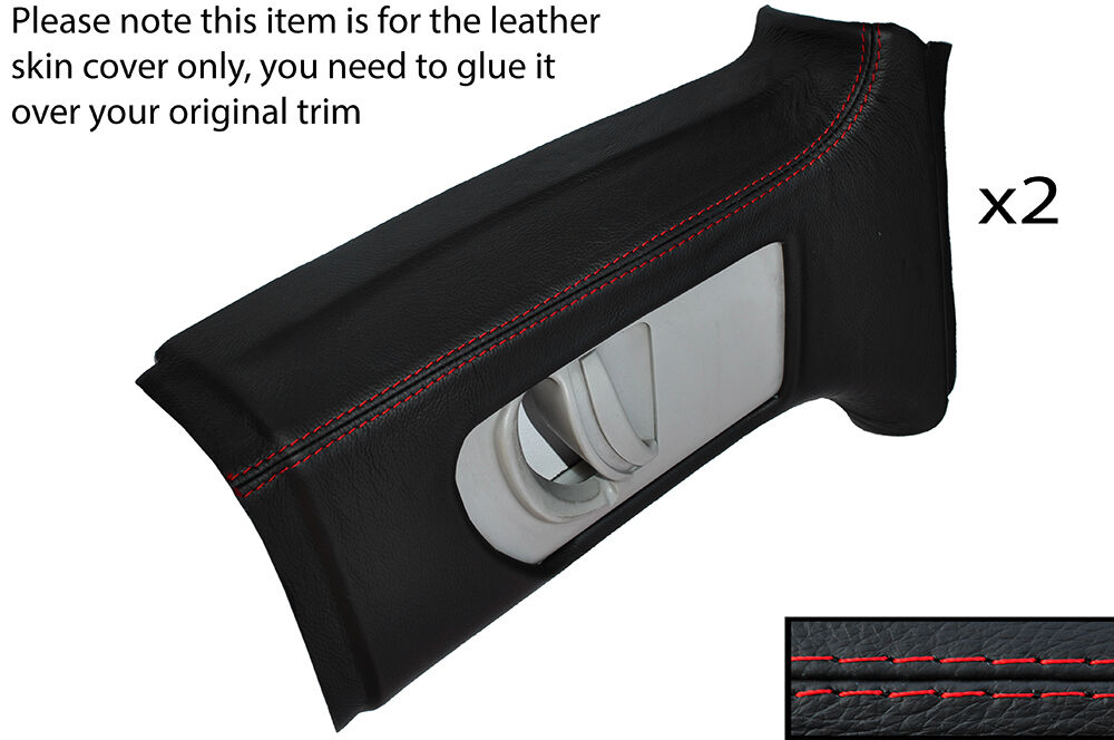 RED STITCHING 2X B PILLAR LEATHER SKIN COVERS FITS AUDI A3 8P S3 03-12 3 DOOR