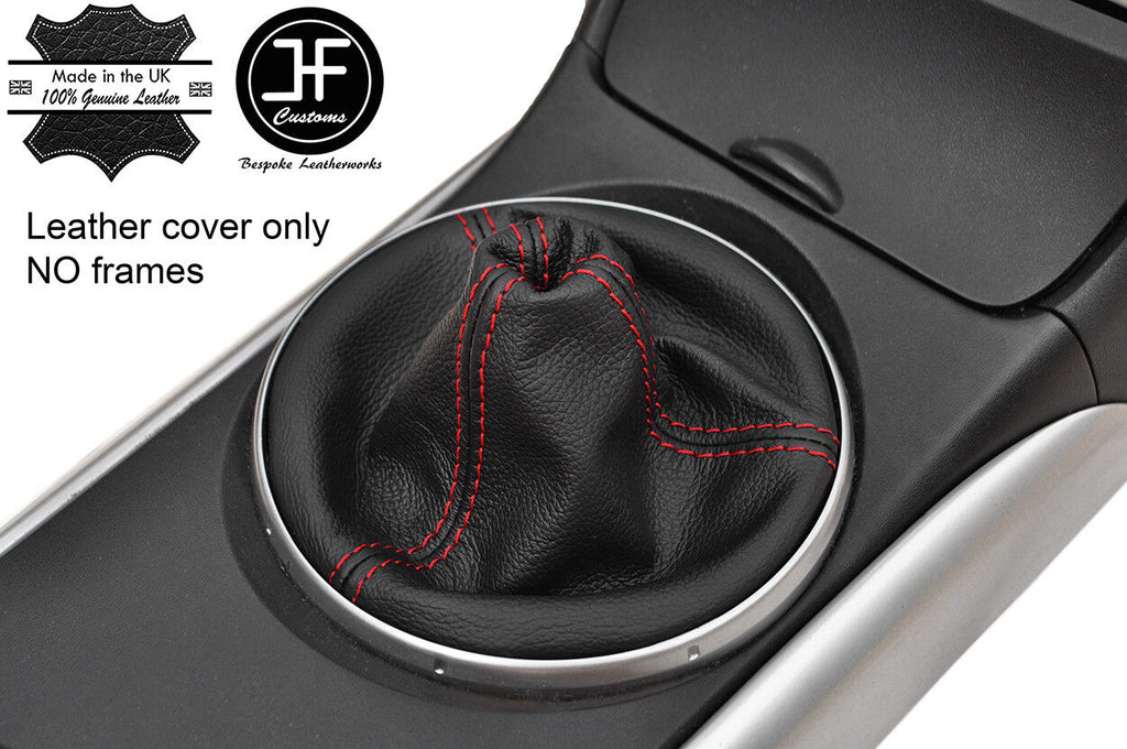 RED STITCH TOP GRAIN REAL LEATHER GEAR GAITER COVER FITS MAZDA RX8 2003-2012