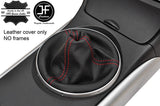 RED STITCH TOP GRAIN REAL LEATHER GEAR GAITER COVER FITS MAZDA RX8 2003-2012