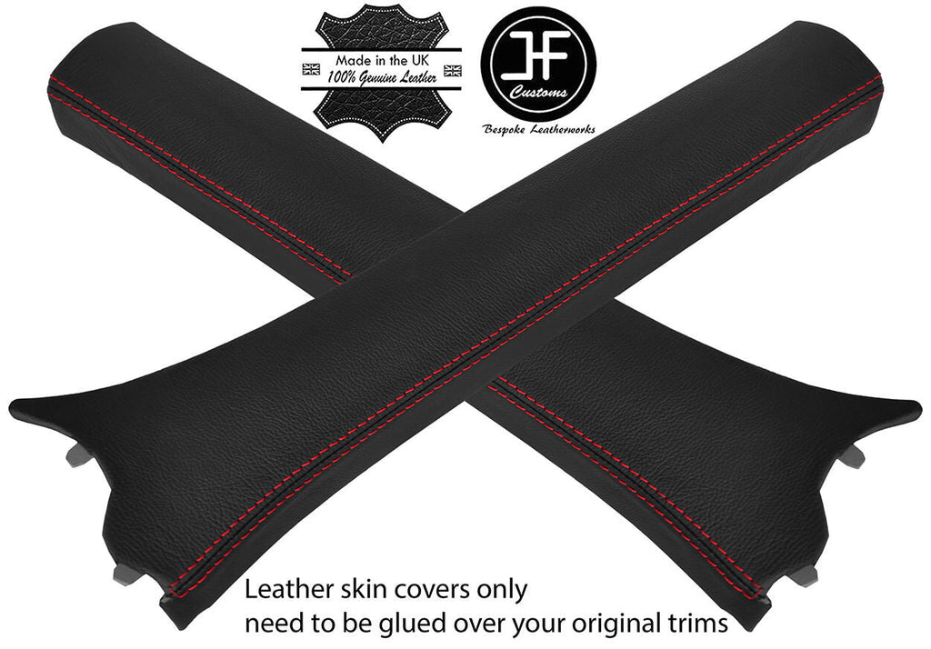 RED STITCH 2X A PILLARS TOP GRAIN LEATHER COVERS FITS SMART ROADSTER 03-05