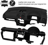 BLACK STITCH DASH DASHBOARD REAL LEATHER & SUEDE COVER FITS VW CADDY MK3 05-15