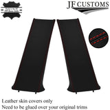 RED STITCH LEATHER 2X LOWER B PILLAR COVERS FITS VOLKSWAGEN VW GOLF Mk4 98-04