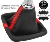 BLACK & RED STRIPE TOP GRAIN LEATHER GEAR GAITER FOR KIA CEE'D CEED 2013-2017