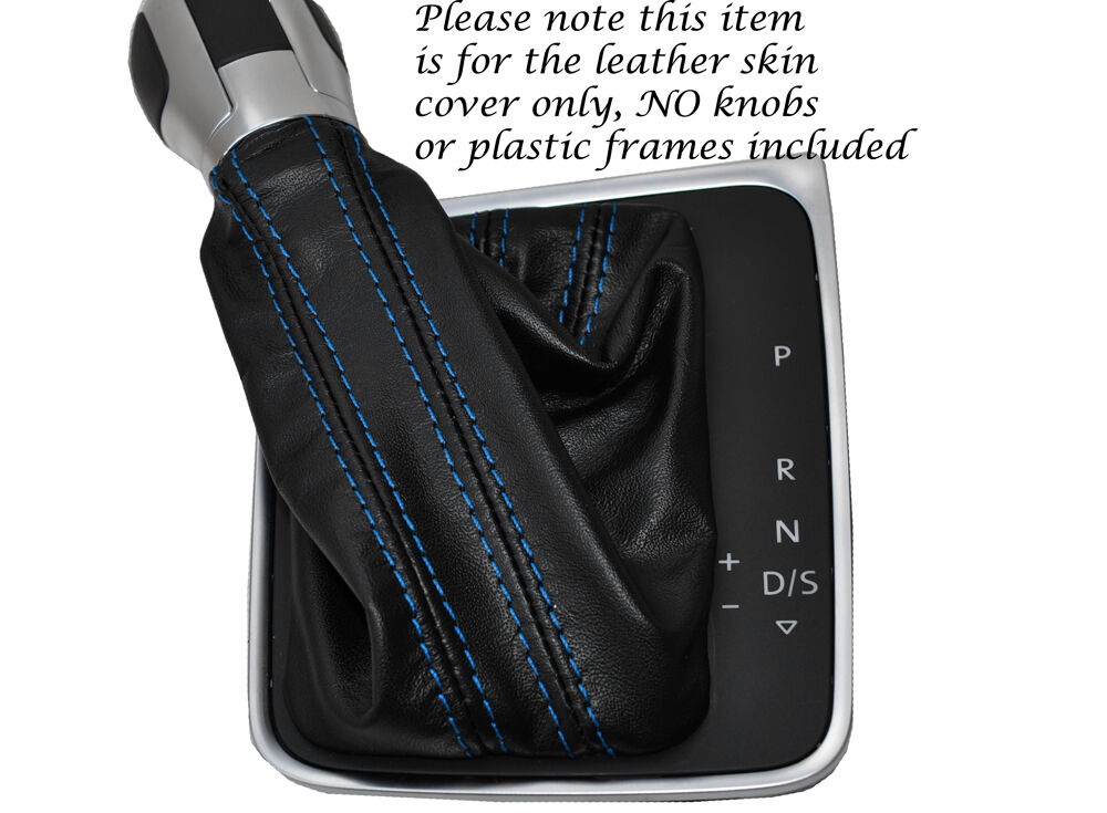 BLUE STITCH DSG AUTO AUTOMATIC LEATHER GAITER FITS VW GOLF MK7 VII JETTA 2013+