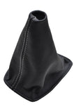 WHITE DOUBLE STITCH GEAR GAITER LEATHER FITS NISSAN ALMERA N16  2002-2006