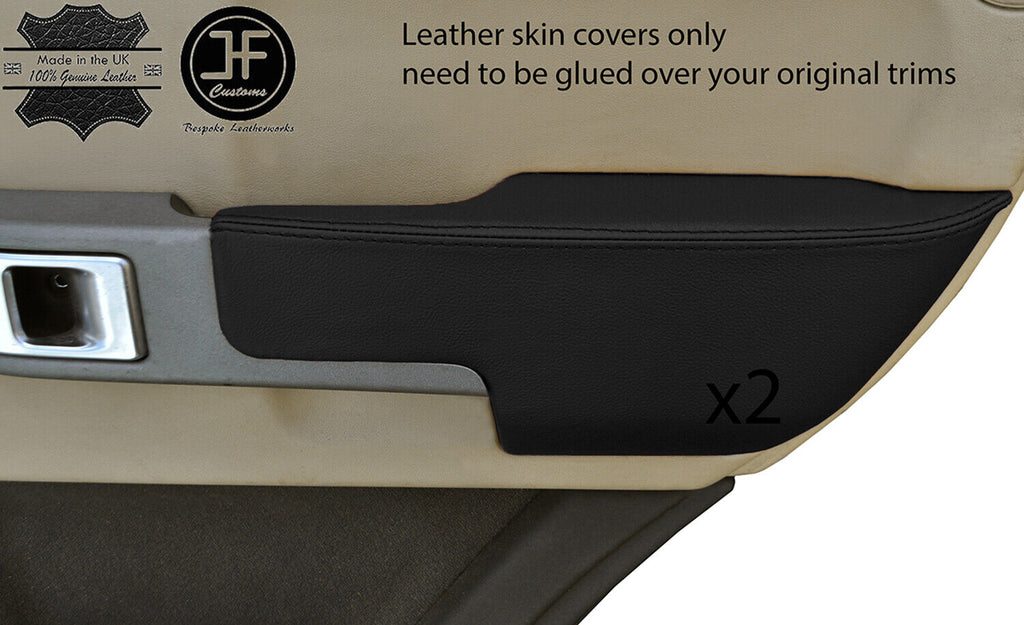 BLACK REAL LEATHER 2X REAR DOOR ARMREST COVER FOR RANGE ROVER VOGUE 02-06