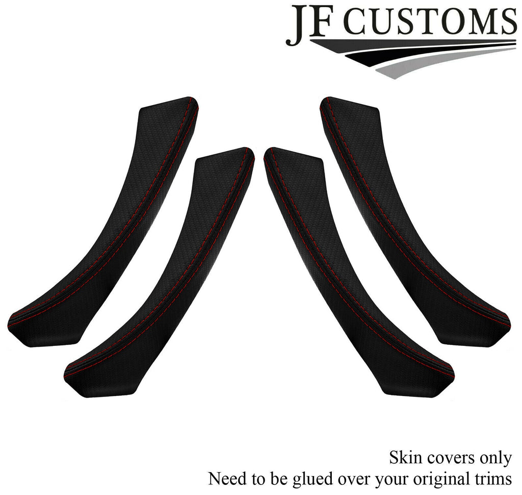 D RED STITCH CARBON VINYL  4X FRONT REAR DOOR HANDLE COVERS FOR BMW E90 E91