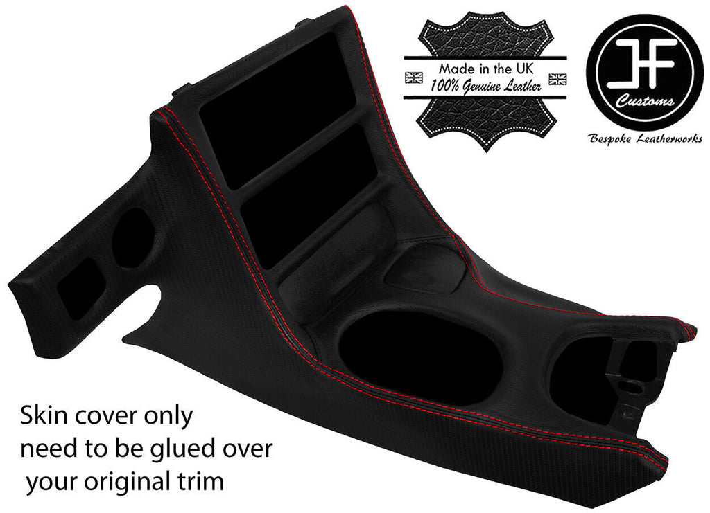 RED STITCH CARBON VINYL CONSOLE BEZEL SURROUND COVER FOR CORVETTE C5 97-04