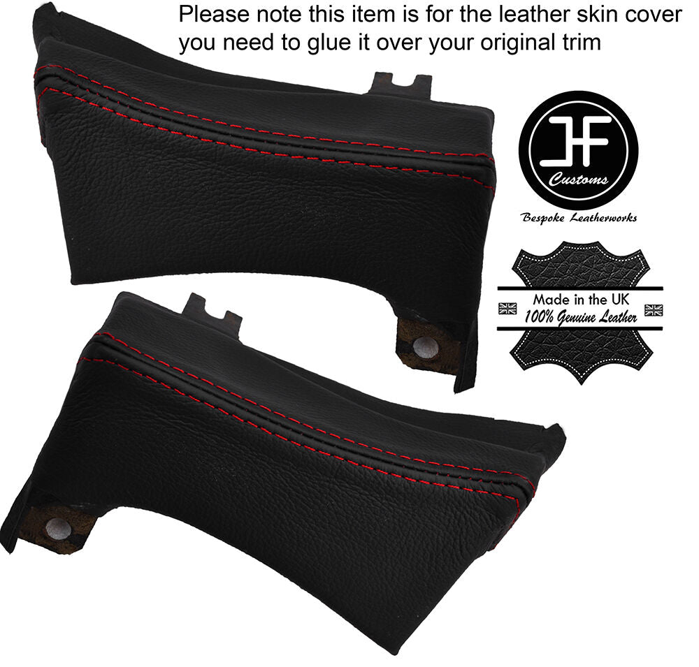 RED STITCHING 2X DASH END CAPS LEATHER COVERS FITS DELOREAN DMC-12 1981-1983