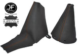 ORANGE STITCH FOR BMW MINI R50 R53 GEAR HANDBRAKE AUTOMATIC DARK GREY LEATHER