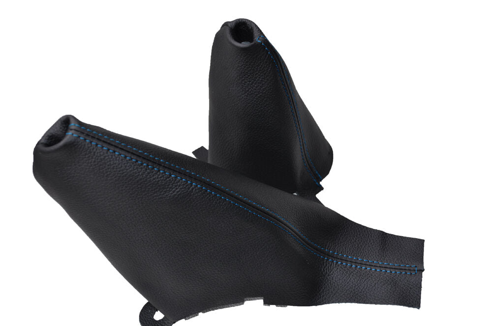 BLUE  STITCH FITS BMW MINI COOPER S ONE R50 R53 2001-2006 AUTOMATIC 2 X GAITERS