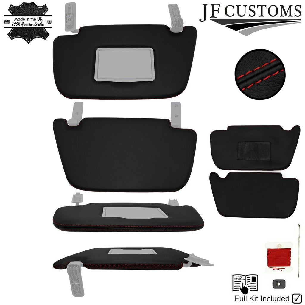 DARK RED CROSS STITCH 2X SUN VISOR LEATHER COVERS FOR MERCEDES VANEO W414 02-05