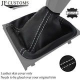 WHITE STITCHING LEATHER GEAR STICK GAITER FITS SKODA OCTAVIA MK2 II 2004-2012