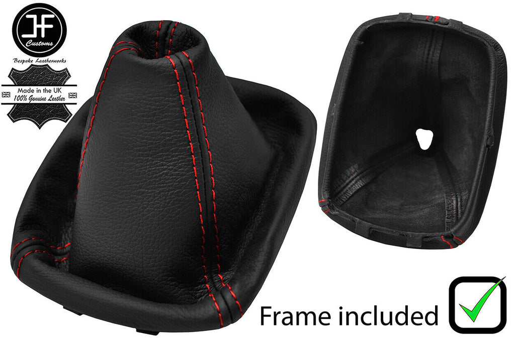 RED STITCH LEATHER MANUAL GEAR GAITER + PLASTIC FRAME FITS SKODA SUPERB 02-08