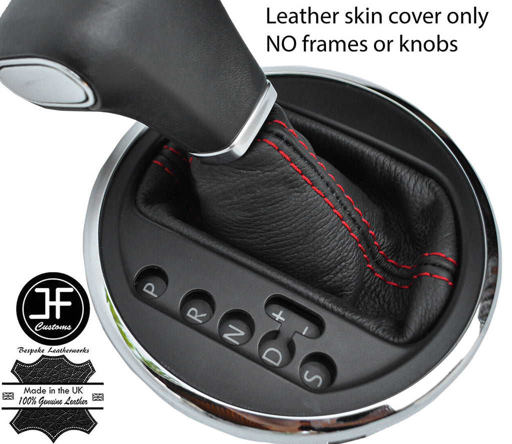 RED STITCH AUTO AUTOMATIC LEATHER GEAR GAITER FOR VW T5 TRANSPORTER CARAVELLE