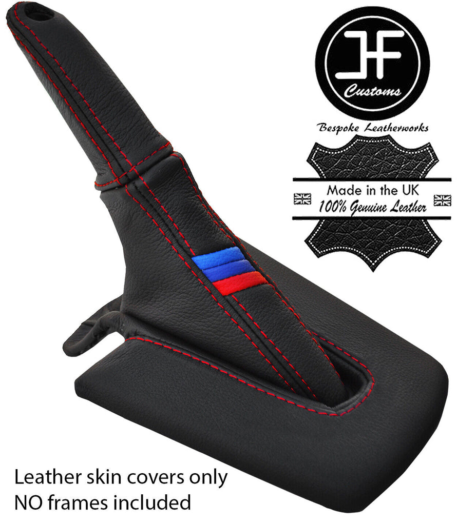 RED STITCH TRI STRIPE LEATHER HANDBRAKE GAITER +HANDLE FOR BMW Z4 E85 E86 02-08