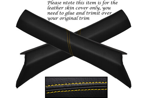 YELLOW STITCH 2X WINDSCREEN A PILLAR LEATHER COVERS FITS MERCEDES SLK R170 96-04