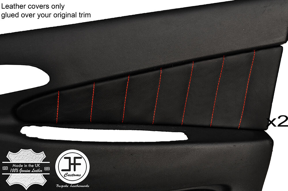RED STITCH 2X FRONT DOOR CARD TRIM LEATHER COVERS FITS ALFA ROMEO 156 98-03