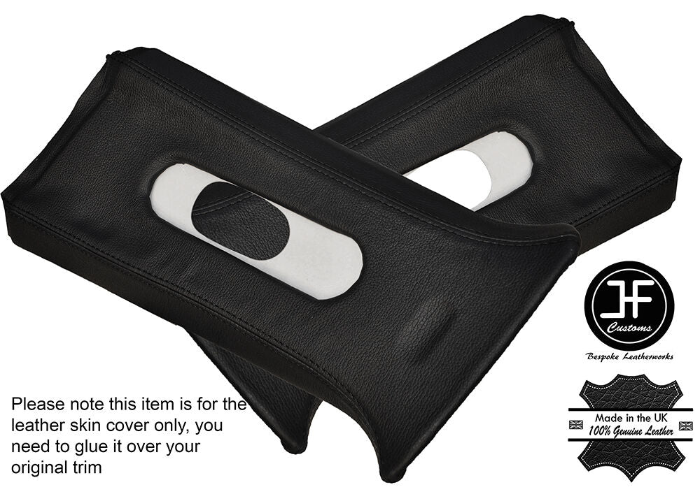 BLACK STITCH 2X UPPER B PILLAR LEATHER COVERS FITS FIAT 500X 500 X 2014-2017