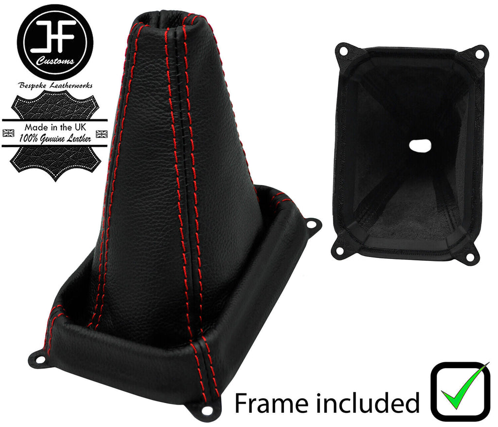 RED  STITCH REAL LEATHER GEAR GAITER+PLASTIC FRAME FITS QUADIX REBEL CUSTOM NEW