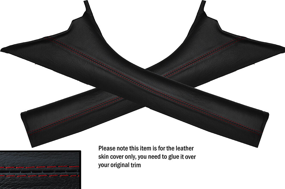 RED STITCH 2X A PILLARS SKIN COVERS FITS SMART FORTWO 451 CONVERTIBLE 07-14