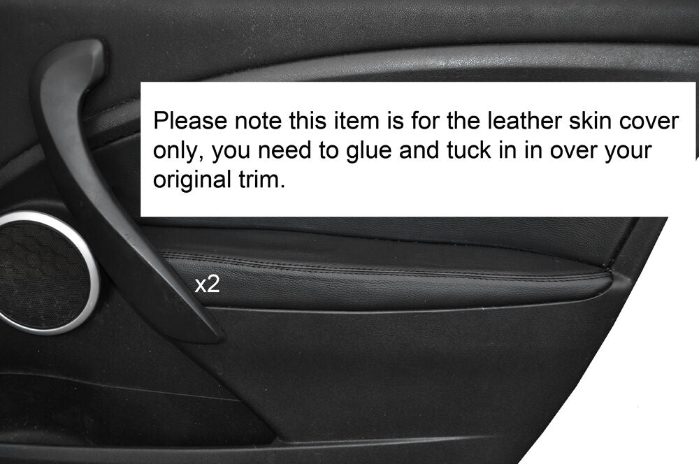 BLACK STITCH 2X FRONT DOOR ARMREST SKIN COVER FITS RENAULT MEGANE MK3 08-13 5DR