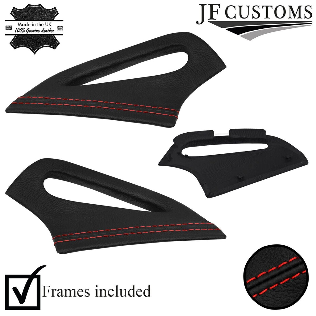 RED ST. 2X REAR SEAT BELT GUIDE LEATHER COVERS+FRAMES FOR PORSCHE CARRERA 996