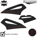 RED ST. 2X REAR SEAT BELT GUIDE LEATHER COVERS+FRAMES FOR PORSCHE CARRERA 996