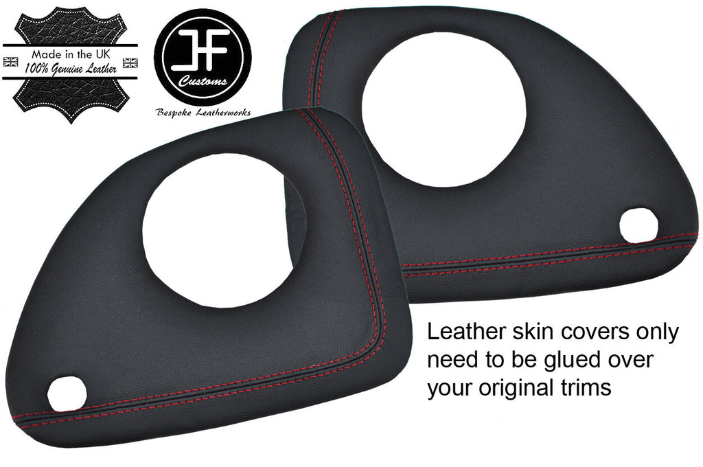RED STITCH 2X REAR SPEAKER PANEL LTHR COVERS FOR SAAB 900 CLASSIC CONVERTIBLE
