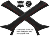 RED STITCH 2X A PILLAR REAL LEATHER COVERS FITS AUDI Q5 2008-2015 CUSTOM NEW