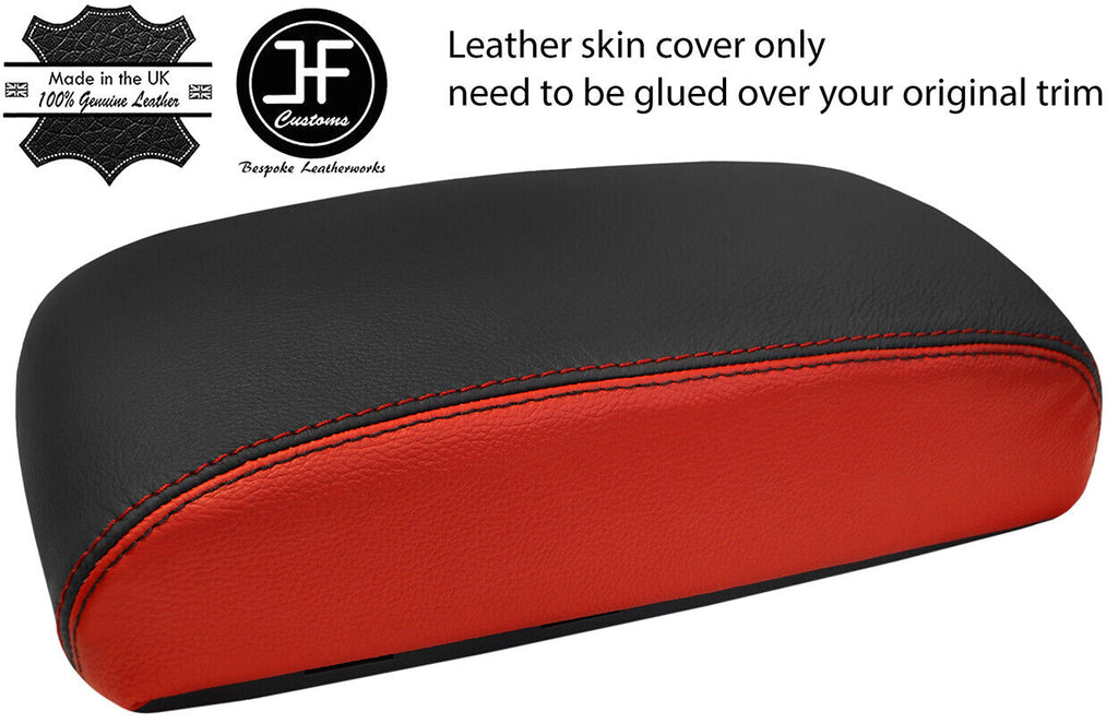 BLACK & RED ARMREST REAL LEATHER COVER FOR SUBARU TRIBECA B9 2008-2014