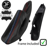 RED & TRI STITCH LEATHER HANDBRAKE GAITER+PLASTIC FRAME FOR BMW F30 F31 12-15
