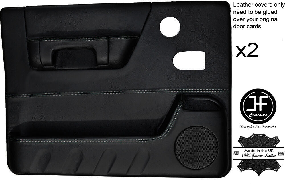 GREY STITCH 2X FRONT FULL DOOR CARD SKIN COVER FITS LAND ROVER DISCOVERY 96-04
