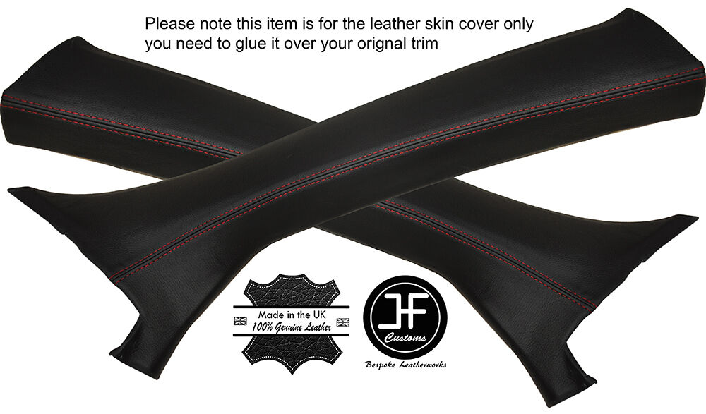 RED STITCH 2X A POST PILLAR LEATHER COVERS FITS FIAT 500X 500 X 2014-2017