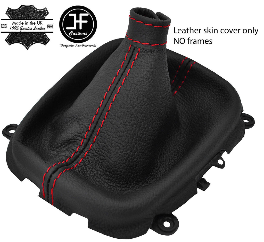 RED  STITCH TOP GRAIN LEATHER MANUAL GEAR GAITER FITS HYUNDAI i30 2007-2011